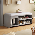 Modern Minimalist Shoe Rack Bench with Two-Tier Shoe Storage for Entryway