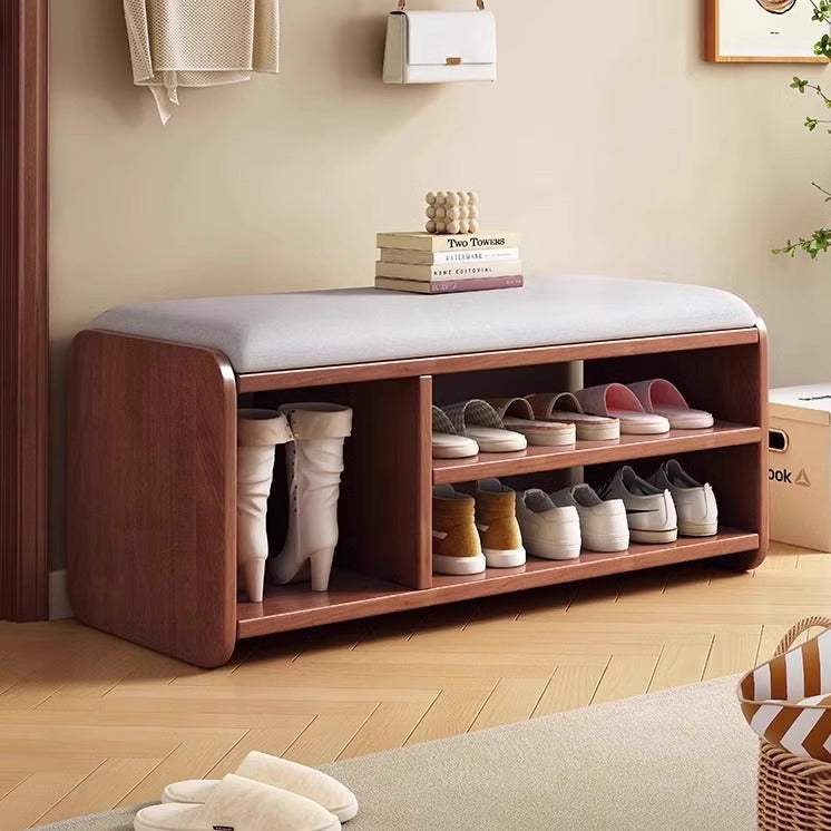 Modern Minimalist Shoe Rack Bench with Two-Tier Shoe Storage for Entryway