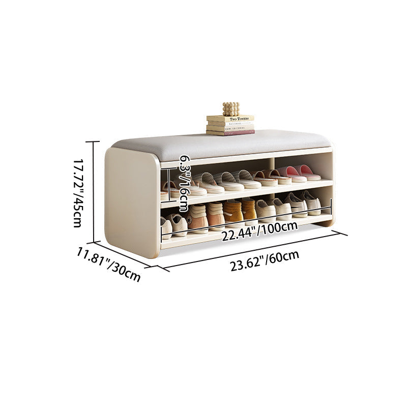 Modern Minimalist Shoe Rack Bench with Two-Tier Shoe Storage for Entryway