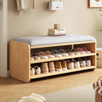Modern Minimalist Shoe Rack Bench with Two-Tier Shoe Storage for Entryway