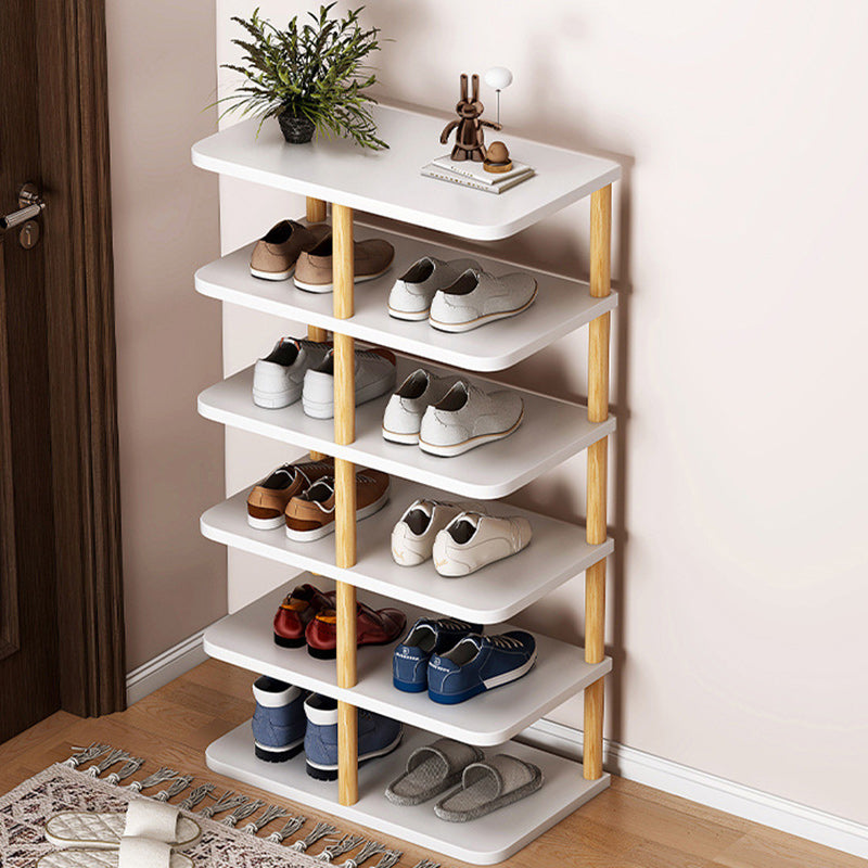 Modern Minimalist Shoe Rack - 6/7 Tier PVC & Wood Shoe Organizer