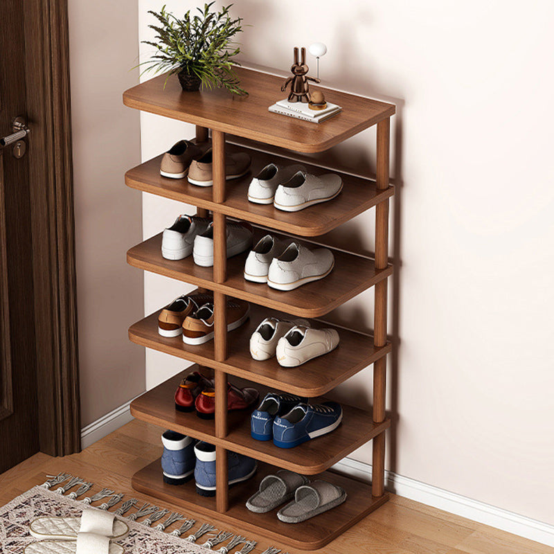 Modern Minimalist Shoe Rack - 6/7 Tier PVC & Wood Shoe Organizer