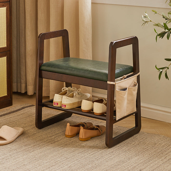 Modern Minimalist Shoe Storage Bench with Armrests - Elegant Entryway Rack & Shoe Changing Stool