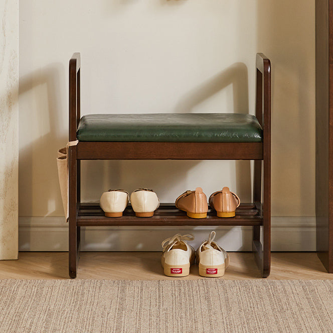 Modern Minimalist Shoe Storage Bench with Armrests - Elegant Entryway Rack & Shoe Changing Stool