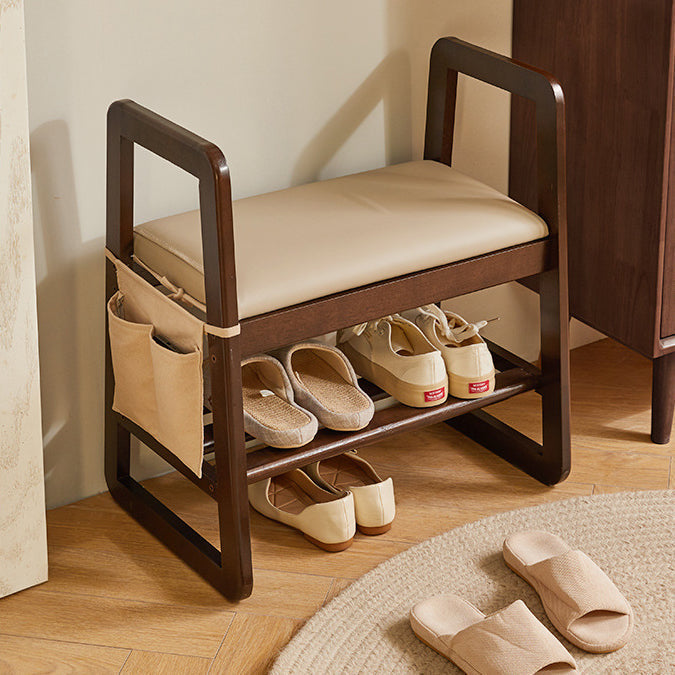 Modern Minimalist Shoe Storage Bench with Armrests - Elegant Entryway Rack & Shoe Changing Stool