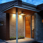 Outdoor Waterproof Ceiling Light IP65 | Black Round Semi Flush Mount Fixture for Patio Porch Lighting