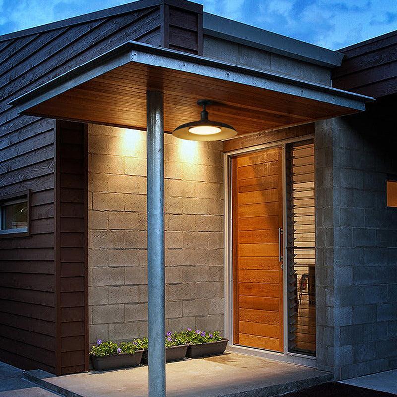 Outdoor Waterproof Ceiling Light IP65 | Black Round Semi Flush Mount Fixture for Patio Porch Lighting