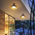 Outdoor Waterproof Ceiling Light IP65 | Black Round Semi Flush Mount Fixture for Patio Porch Lighting