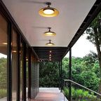 Outdoor Waterproof Ceiling Light IP65 | Black Round Semi Flush Mount Fixture for Patio Porch Lighting