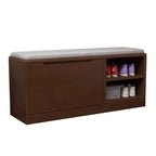 Scandinavian Solid Wood 2-Tier Shoe Storage Cabinet with Cushioned Seat for Entryway