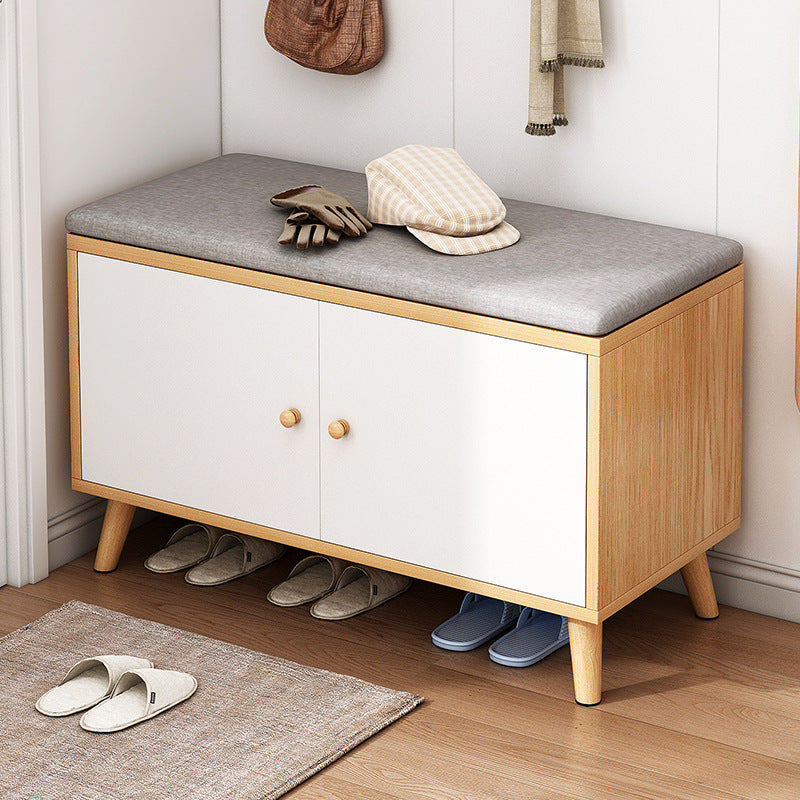 Scandinavian Solid Wood Shoe Storage Cabinet - 2-Tier Organizer