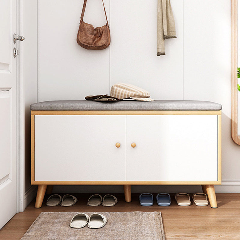 Scandinavian Solid Wood Shoe Storage Cabinet - 2-Tier Organizer