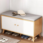 Scandinavian Solid Wood Shoe Storage Cabinet - 2-Tier Organizer