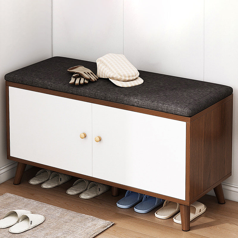 Scandinavian Solid Wood Shoe Storage Cabinet - 2-Tier Organizer