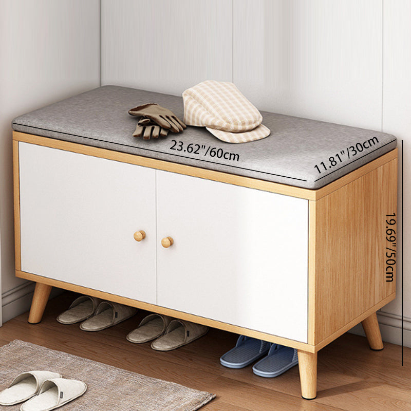 Scandinavian Solid Wood Shoe Storage Cabinet - 2-Tier Organizer