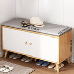 Scandinavian Solid Wood Shoe Storage Cabinet - 2-Tier Organizer