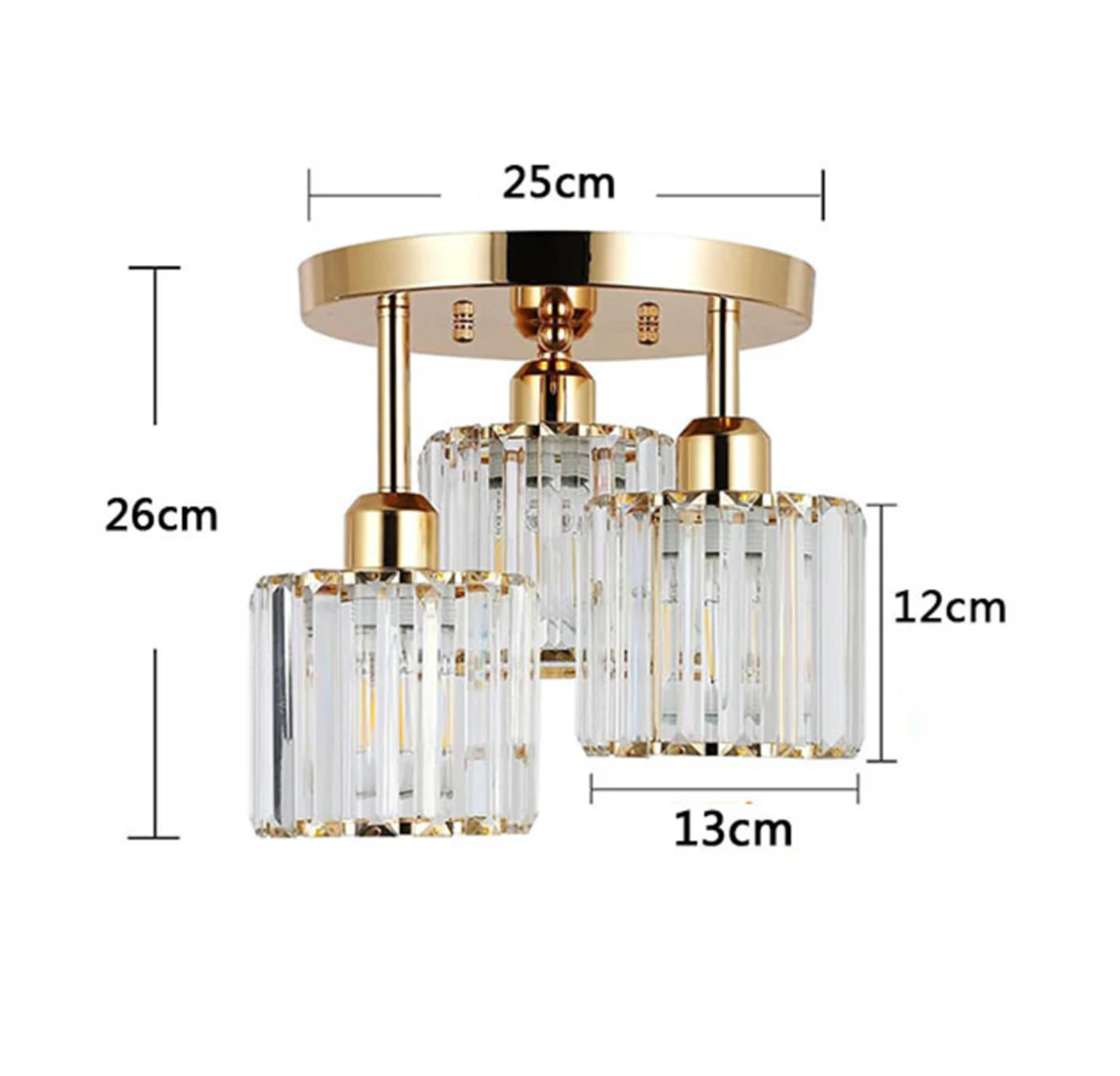 Elegant Crystal Semi Flush Ceiling Light for Bedroom & Living Room