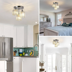 Elegant Crystal Semi Flush Ceiling Light for Bedroom & Living Room