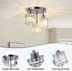Elegant Crystal Semi Flush Ceiling Light for Bedroom & Living Room