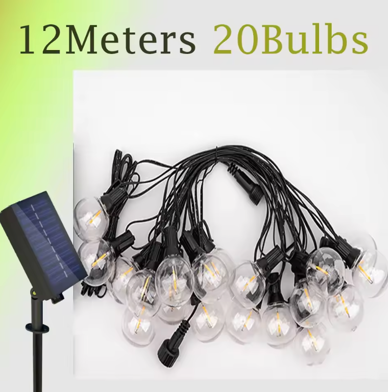 Outdoor Solar String Lights - LED Globe Patio Lights for Garden Decor