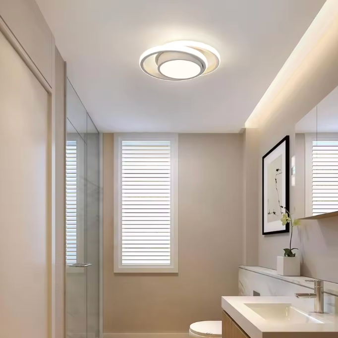 Sleek Double Ring Flush Mount Ceiling Light - Modern LED Fixture