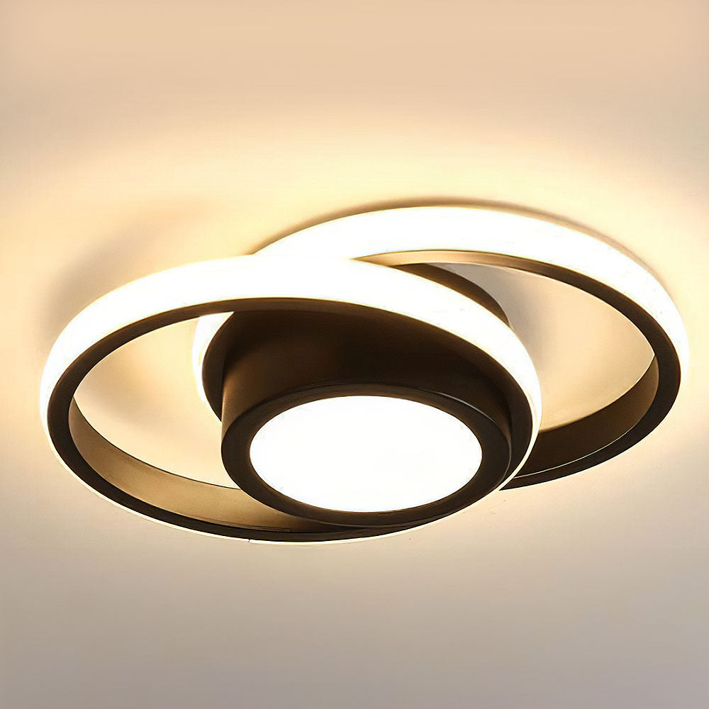 Sleek Double Ring Flush Mount Ceiling Light - Modern LED Fixture
