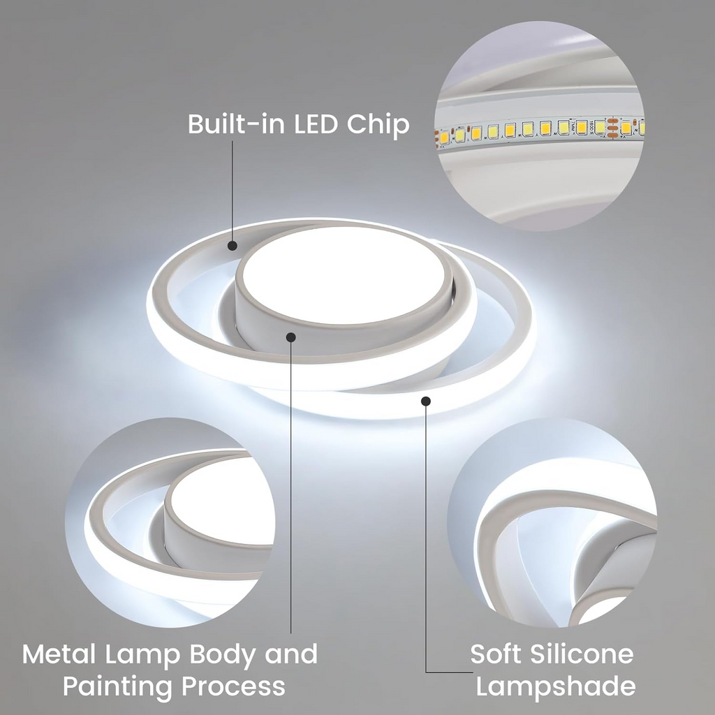 Sleek Double Ring Flush Mount Ceiling Light - Modern LED Fixture