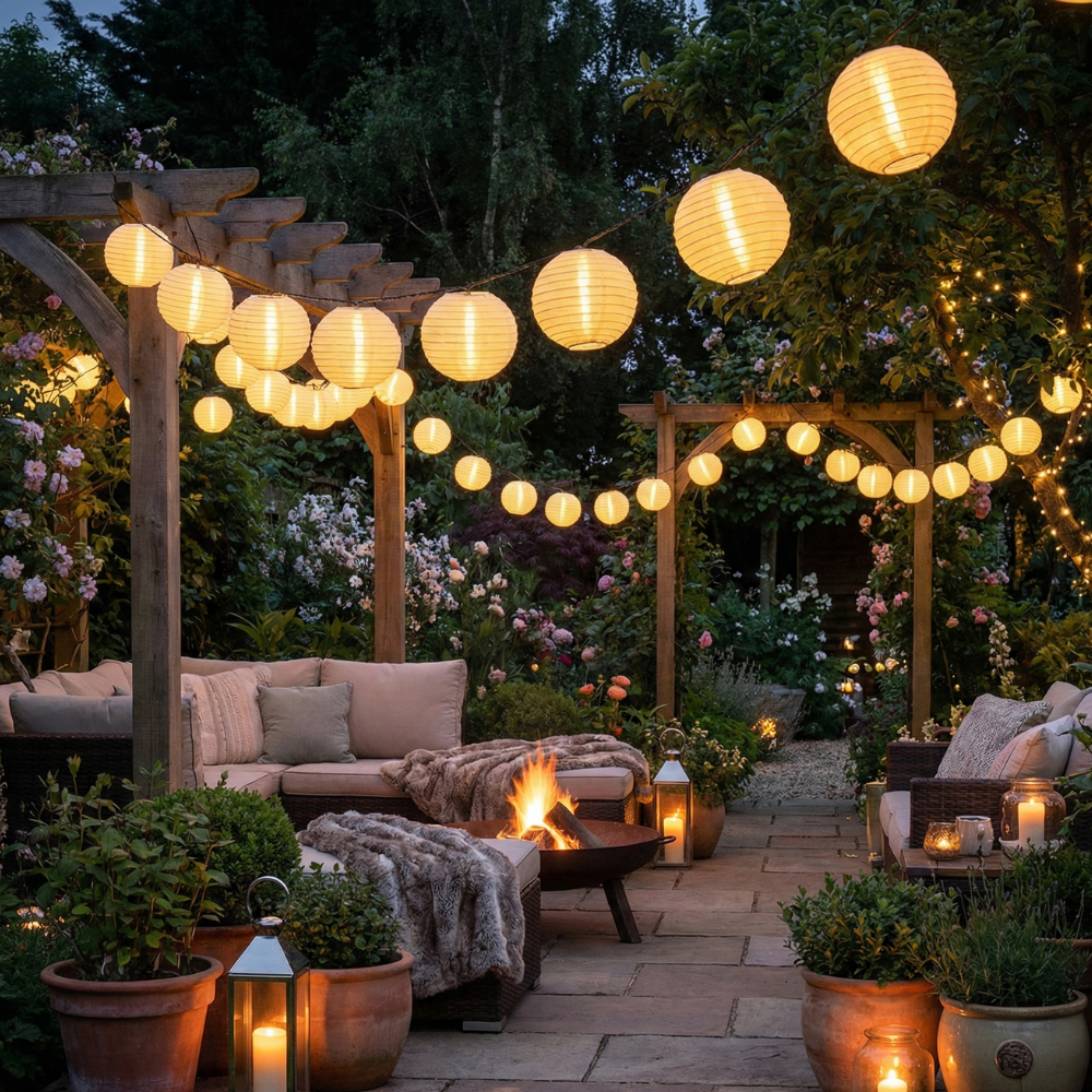 Solar Lantern String Lights | Waterproof Art Deco Patio Lights for Outdoor Decor