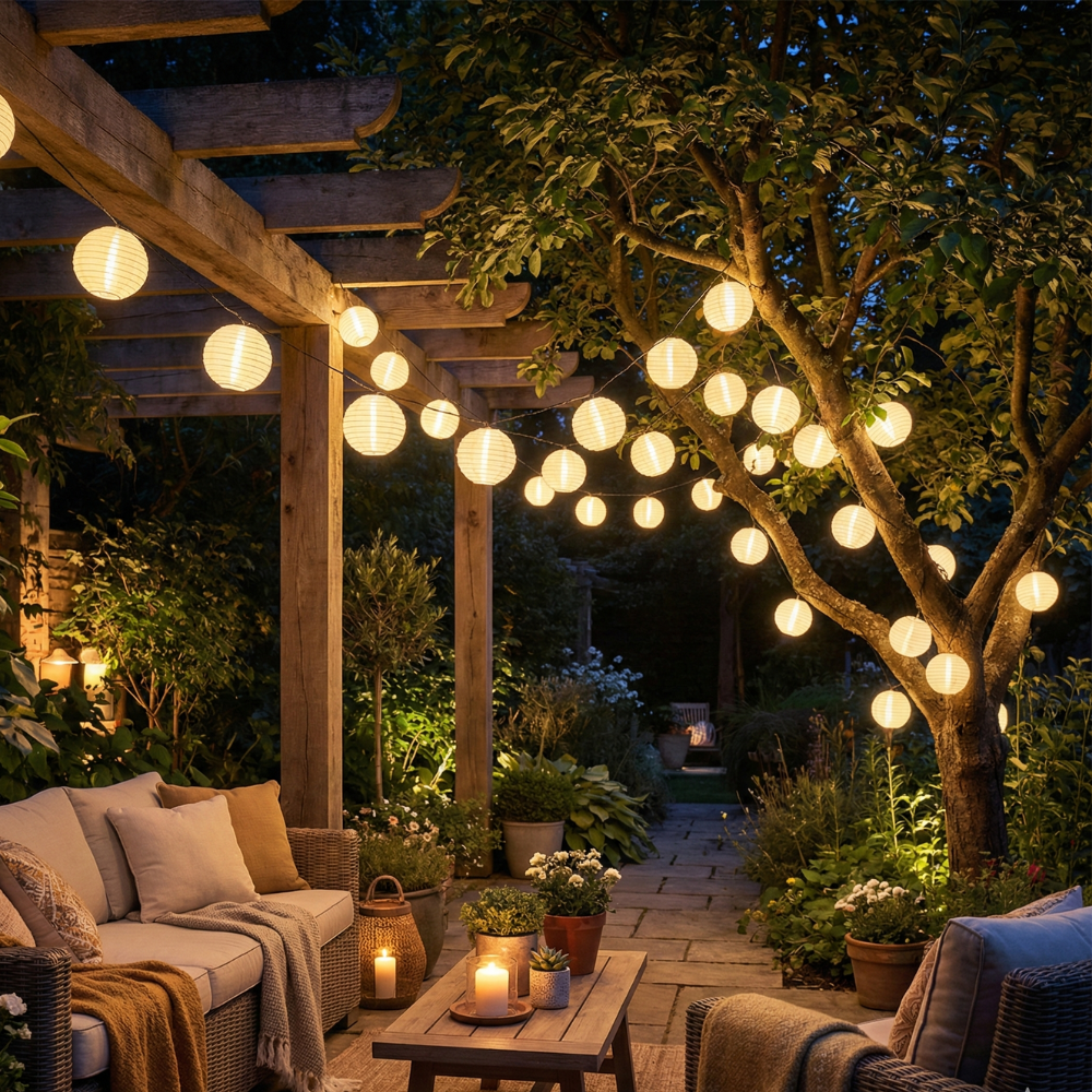 Solar Lantern String Lights | Waterproof Art Deco Patio Lights for Outdoor Decor