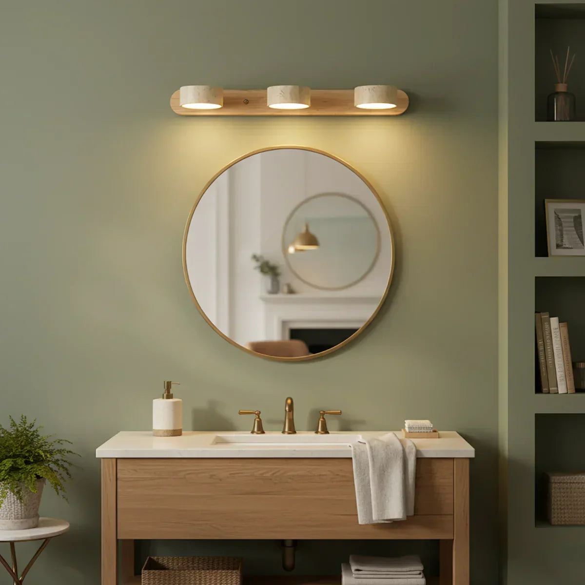 Travertine Duo Wood Wall Light