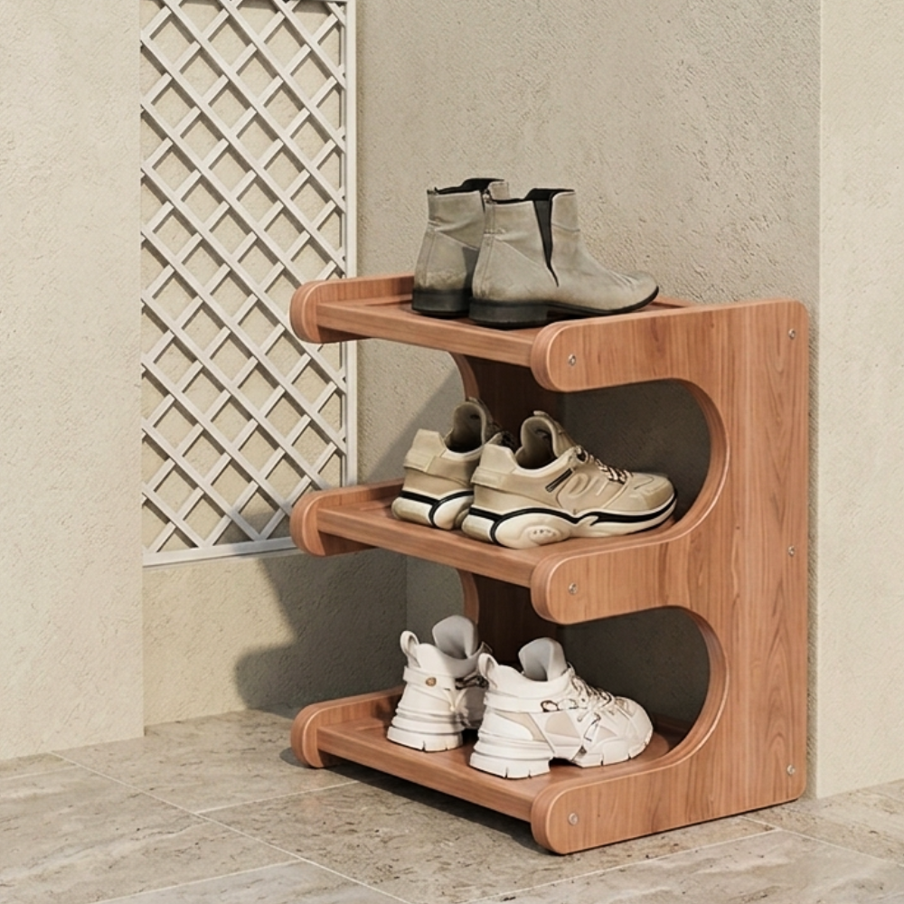 Bamboo Shoe Rack - Modern Minimalist Shoe Storage Organizer, 2-5 Tiers