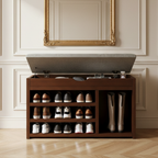 Vintage Solid Wood Shoe Rack Storage - 2/3 Tier Shoe Organizer for Entryway