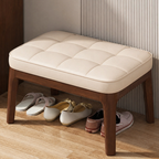 Scandinavian Shoe Storage Bench with Solid Wood Frame & PU Leather Seat