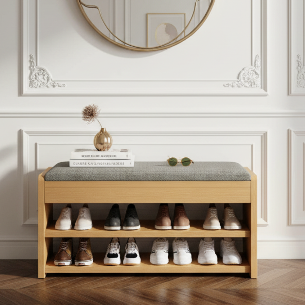 Vintage Solid Wood Shoe Rack Storage - 2/3 Tier Shoe Organizer for Entryway