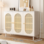 Modern Minimalist 4-Tier Shoe Storage Cabinet with Rattan & Glass Organizer for Entryway