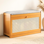 Stylish Bamboo Shoe Storage Bench with Cushioned Seating for Entryway