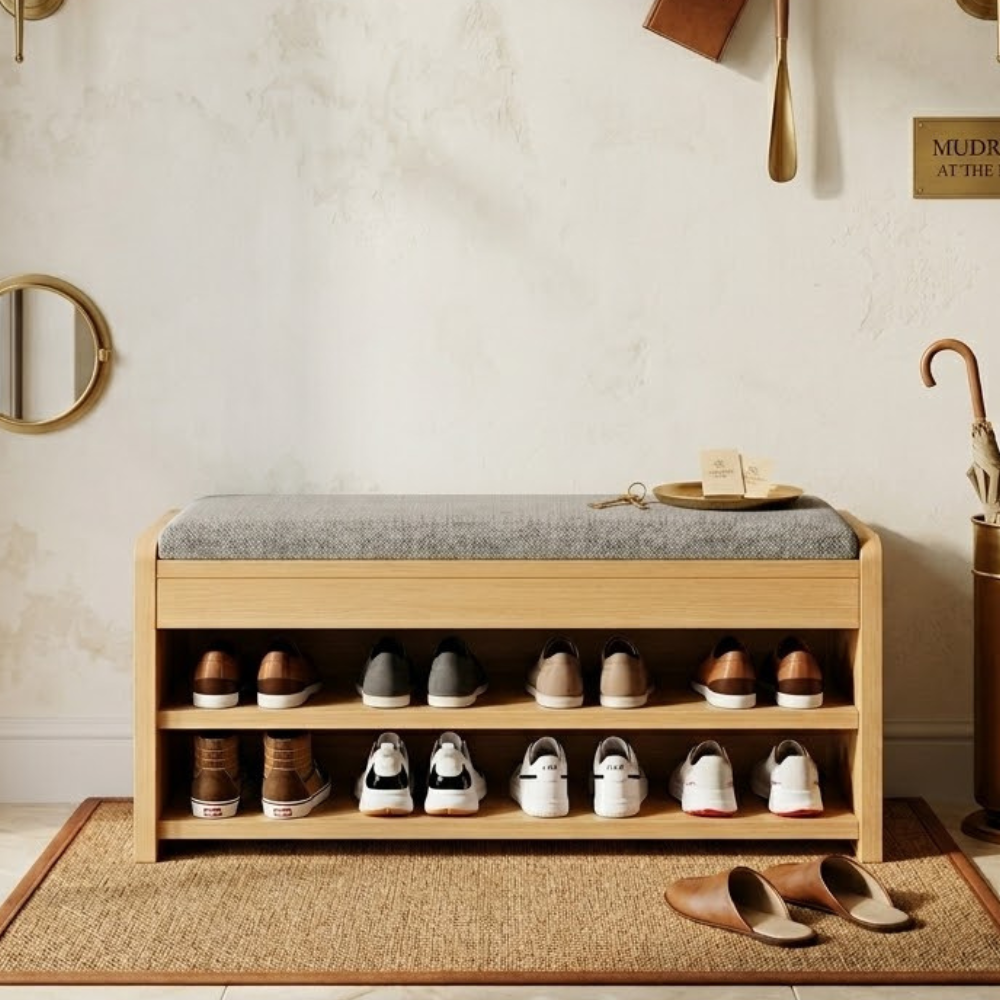 Vintage Solid Wood Shoe Rack Storage - 2/3 Tier Shoe Organizer for Entryway