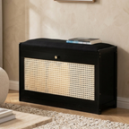 Stylish Bamboo Shoe Storage Bench with Cushioned Seating for Entryway