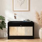 Stylish Bamboo Shoe Storage Bench with Cushioned Seating for Entryway