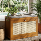 Stylish Bamboo Shoe Storage Bench with Cushioned Seating for Entryway