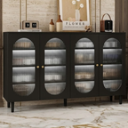 Modern Minimalist 4-Tier Shoe Storage Cabinet with Rattan & Glass Organizer for Entryway