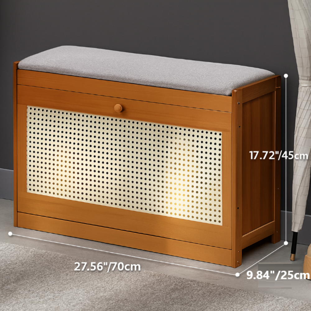 Stylish Bamboo Shoe Storage Bench with Cushioned Seating for Entryway
