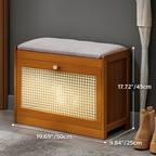 Stylish Bamboo Shoe Storage Bench with Cushioned Seating for Entryway