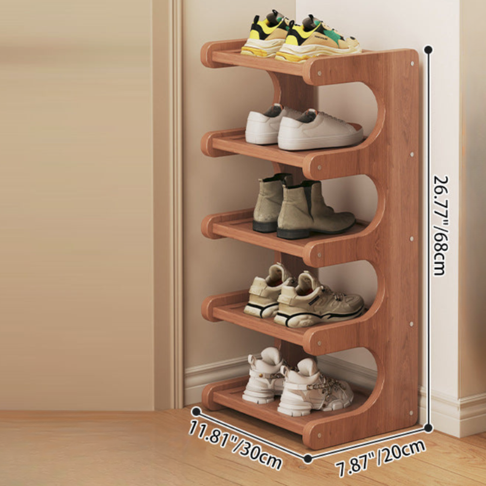 Bamboo Shoe Rack - Modern Minimalist Shoe Storage Organizer, 2-5 Tiers
