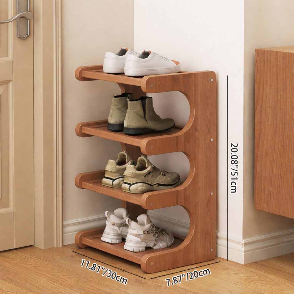 Bamboo Shoe Rack - Modern Minimalist Shoe Storage Organizer, 2-5 Tiers
