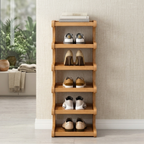 Scandinavian Bamboo Shoe Organizer - 2-6 Tier Shoe Rack Storage Cabinet