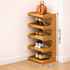 Scandinavian Bamboo Shoe Organizer - 2-6 Tier Shoe Rack Storage Cabinet
