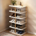 Modern Minimalist Shoe Rack - 6/7 Tier PVC & Wood Shoe Organizer