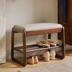 Elegant Shoe Rack Storage Bench - Entryway Shoe Storage with Leather Seating