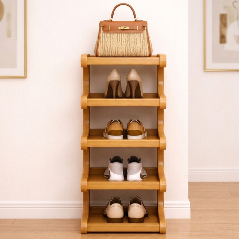 Scandinavian Bamboo Shoe Organizer - 2-6 Tier Shoe Rack Storage Cabinet